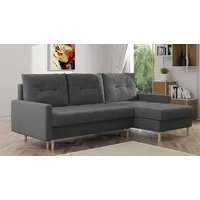 Möbel punkt Ecksofa OSLO Webstoff Grau mit Bett Bettkasten