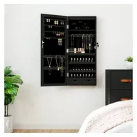 VidaXL Spiegel-Schmuckschrank mit LED-Beleuchtung Wandmontage Schwarz