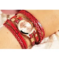Donna Kelly Damenuhr mit Lederimitation-Wickelarmband
