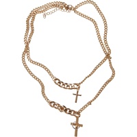 URBAN CLASSICS Unisex Halskette Various Chain Cross Necklace gold