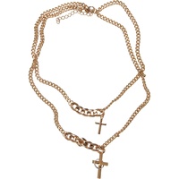 URBAN CLASSICS Unisex Halskette Various Chain Cross Necklace gold