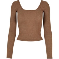 URBAN CLASSICS Rib Squared Neckline Langarm-T-Shirt Dark khaki 5XL