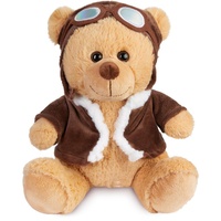 Brubaker Teddybär Pilot mit Fliegerbrille und Pilotenoutfit Braun -