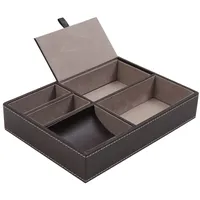 Belle Vous Ablage Tablett Braun Kunstleder 5 Fächer Schlüssel