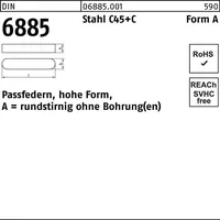 Industrial Quality Supplies DIN 688 Passfedern, hohe Form, rundstirnig