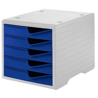 Styro Schubladenbox styroswingbox blau 275-8430.351, DIN C4 mit 5