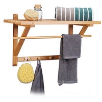 Relaxdays Wandgarderobe braun Holz 4 Haken 60,0 x 30,0