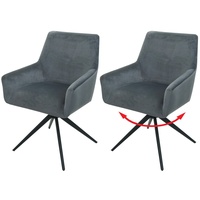 Mendler 2er-Set Esszimmerstuhl HWC-L91, Küchenstuhl Armlehne drehbar Auto-Position Stoff