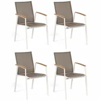SonnenPartner 4er-Set Stapelstühle Fresno Aluminium/Textilen weiß Stapelstuhl - Sonnenpartner