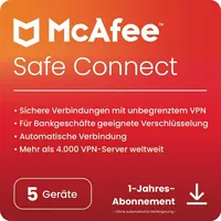 McAfee VPN Safe Connect, 5 Geräte - 1 Jahr,