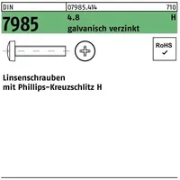  Linsenschraube DIN 7985 PH M2x8-H 4.8 verzinkt M2 x