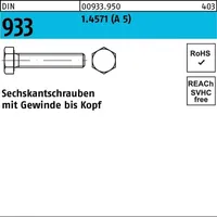 Industrial Quality Supplies DIN 933 Sechskantschraube VG M10x45 Edelstahl