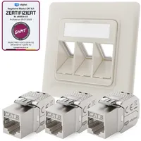 HB-Digital Netzwerk Dose mit 3 x Keystone Modul CAT