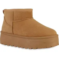 VAN HILL Damen Plateau Boots in Hellbraun