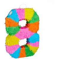Relaxdays Pinata Geburtstag, Zahl 8, zum Aufhängen, Kinder &