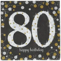 Amscan 511965 - Servietten 80. Geburtstag, 16 Stück, 33