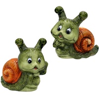Dekohelden24 Keramik Schnecke/Dekoschnecke, 2er Set, Gartendeko, Maße ca. 12,5
