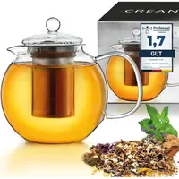 Creano Teekanne aus Glas 1,3l, 3-Teilige Glasteekanne mit Integriertem