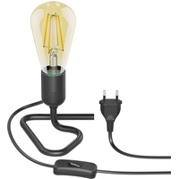 Ledscom.de Tischlampe TRIN Lampen-Fassung schwarz Stecker Schalter + E27