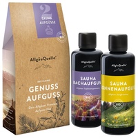AllgäuQuelle Saunaaufguss Set, Bio Sauna Zubehör 2x100ml Sauna Aufgussmittel
