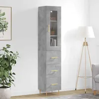 VidaXL Highboard Betongrau 34,5x34x180 cm Holzwerkstoff