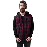URBAN CLASSICS Hooded Ed Flanell Sweat Leeve Hemd Black