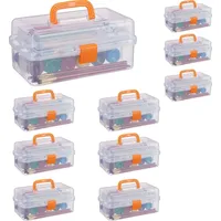 Relaxdays 10 x Transparente Plastikbox orange