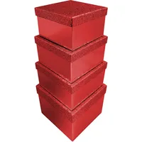Clairefontaine Set mit 4 viereckigen Geschenkschachteln, Glitzer Rot, X-31046-BXC