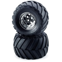 TAMIYA 309805618 - Reifen mit Felgen Links/Rechts/Vorne, Schwarz