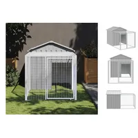 VidaXL Hühnerkäfig mit Auslauf Hellgrau 117x201x123 cm Stahl Verzinkt