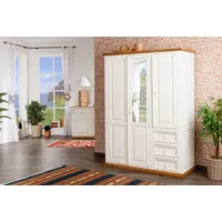 1a Direktimport Schlafzimmerschrank, Kleiderschrank mit Spiegel, MEXICO, weiß, Shabby