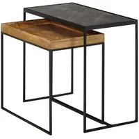 KADIMA DESIGN Industrieller Beistelltisch Braun Mangoholz 60 x 50