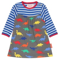 Toby Tiger Kleid mit Dinosaurier und Streifen Print in