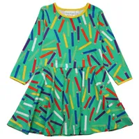 Toby Tiger Skater Kleid mit Buntstifte Print in grün