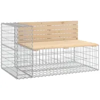 VidaXL Gartenbank aus Gabionen 122x71x65,5 cm Massivholz Kiefer