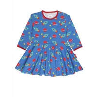 Toby Tiger Skaterkleid mit Weltraum Print in blau |