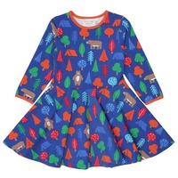 Toby Tiger Skater Kleid mit Bären Print in blau