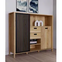 Forte Highboard »Jytana«, Breite 149,9 cm, Schiebetüre mit Lamellenoptik,