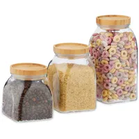 Relaxdays Vorratsgläser, 3er Set, Größen 600, 1000, 1400 ml,