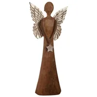 Dekoleidenschaft Engel Silver Star aus Mango-Holz & Metall, 62