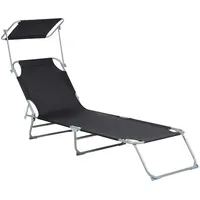 Beliani Gartenliege Schwarz Silber 58x205x80