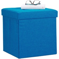 Relaxdays Faltbarer Sitzhocker, - Leinen, blau