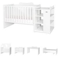Lorelli Babybett Multi, Jugendbett, Schreibtisch, Wickeltisch, mehrfach umbaubar weiß