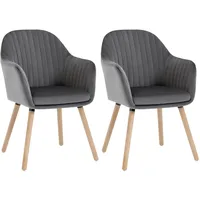 Woltu Esszimmerstuhl Samt dunkelgrau 2er Set