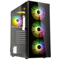 Kolink Observatory HF Glass Schwarz 2 Vorinstallierte LED Lüfter,