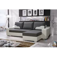 Fun Möbel Ecksofa COLLIN mit Schlaffunktion Weiss / Dunkelgrau