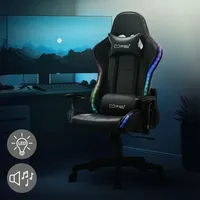 ML-Design Gaming Stuhl mit RGB LED-Beleuchtung & Bluetooth-Lautsprechern, Schwarz,