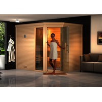 Weka Premium Massivholzsauna Cubilis 3 Familiensauna mit Glastür+Fenster ohne