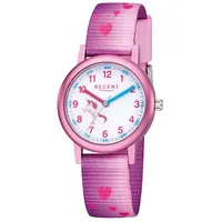 REGENT Kinder Uhr F-1207 Textil Quarzwerk Armband-Uhr rosa D2URF1207