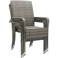 Juskys Yoro Rattanstuhl Grau meliert 4 St.